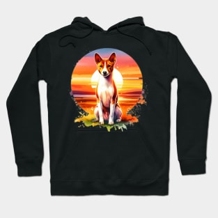 Watercolor Basenji Sunset Hoodie